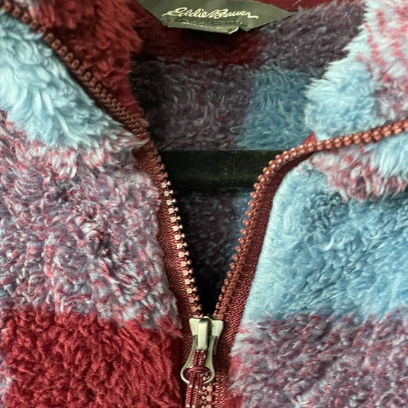 EDDIE Bauer 3/4 Zip Pullover Sweater Top Plaid Size XL Fall Winter Cool Weather - Picture 3 of 8